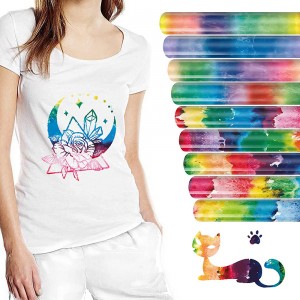 Watercolor Heat Transfer Vinyl Iron-on Sheet – 10 x 12 pulgadang HTV Vinyl para sa T-Shirt, Tela, Ulap na Maraming Kulay na HTV Bundle