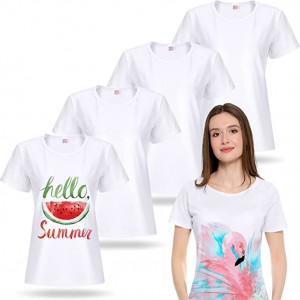 Женска празна маица со сублимација Основни бели полиестерски кошули Сублимација со кратки ракави