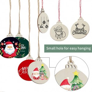 3.5 Inch Wooden Christmas Ornaments Unfinished Wood Slices with Holes