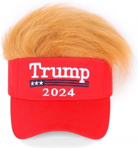 Topi Trump 2024 dengan Rambut, Topi Wig Donald Trump Membuat Amerika Hebat Lagi Topi Bisbol MAGA Bordir Sangat Dapat Disesuaikan