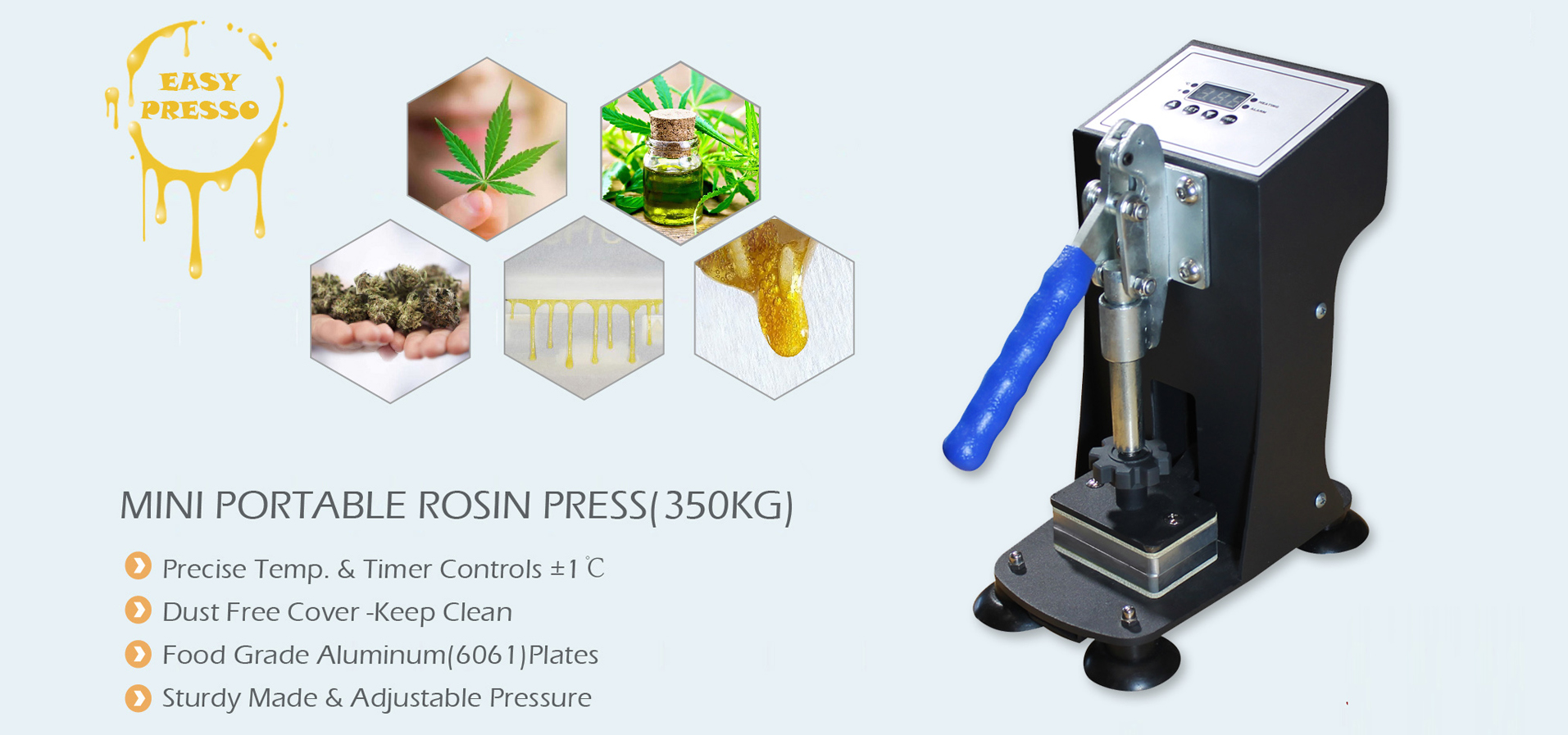 Mini Rosin-tech Heat Press （דגם#HP230C-2X）מדריך למשתמש