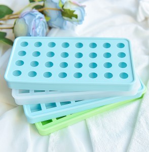 បរិមាណខ្ពស់ 32 Cavity Crystal Clear Ice Ball Maker Food Grade Silicone Ice Cube Tray Mold