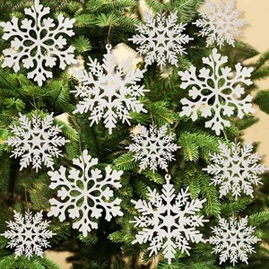 Ornamenti Bojod Snowflake Ornamenti tal-Silġ Glitter tal-plastik