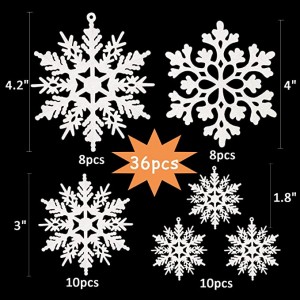 Bodas Snowflake Ornamén Plastik Glitter Salju Flakes Ornamen